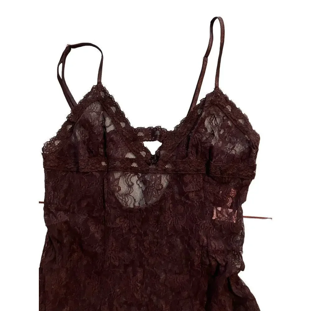 Frederick’s of Hollywood Sheer Black Lace Babydoll Slip Dress Lingerie